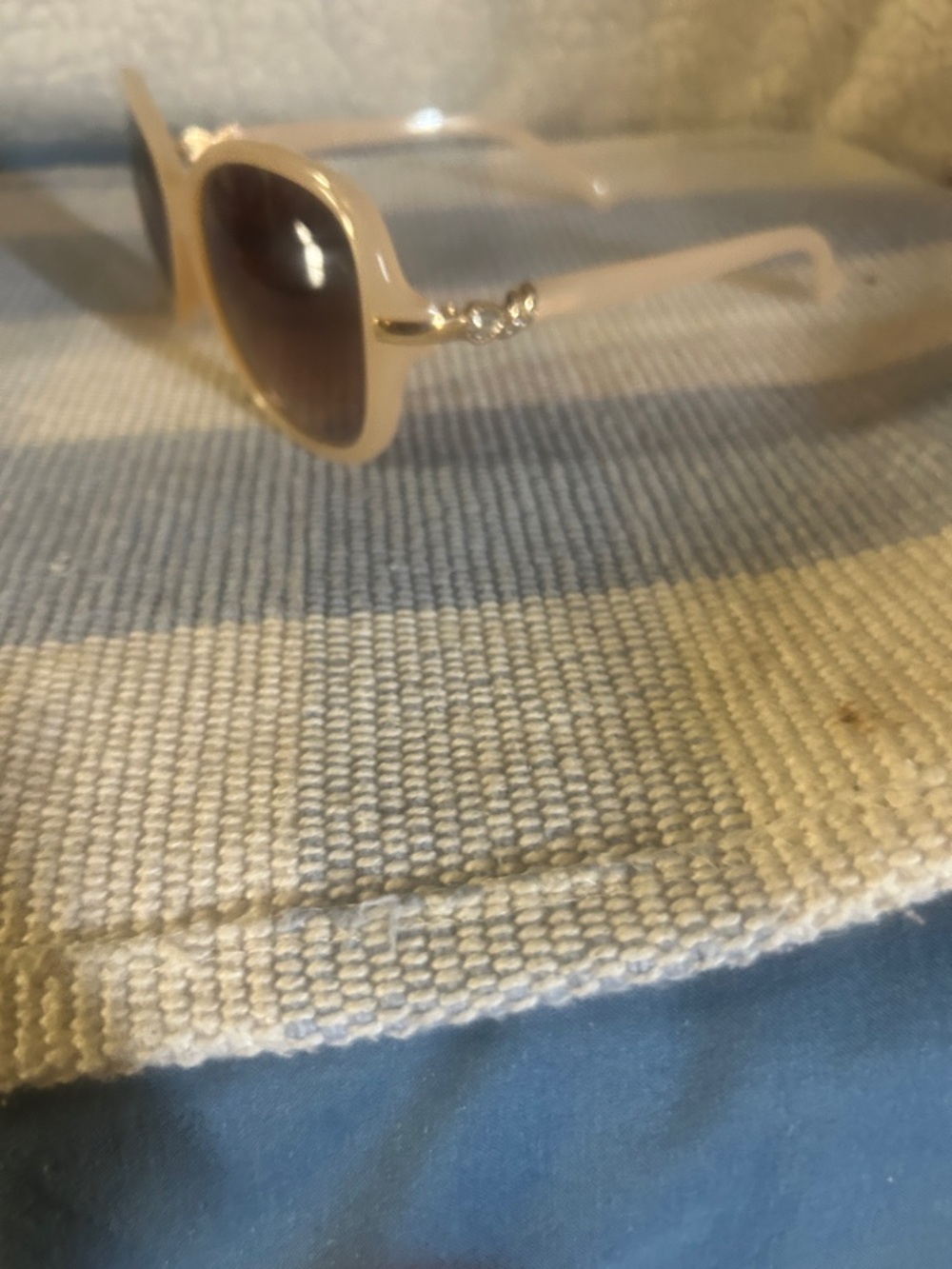 vogue Women's Round Frame Sunglasses in Light Beige with Gold Accent